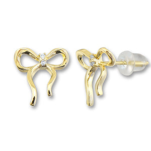 Gold Bow Stud Earrings
