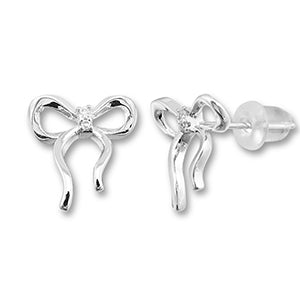 Silver Bow Stud Earrings