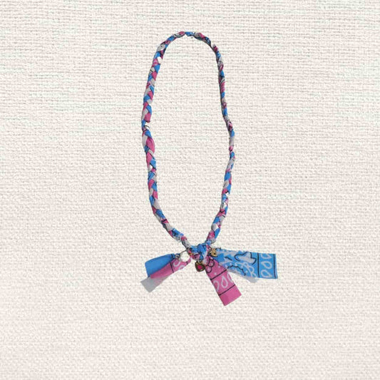 Braided Bandana Necklace – Blue Petal Charm