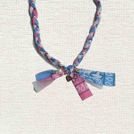 Braided Bandana Necklace – Blue Petal Charm